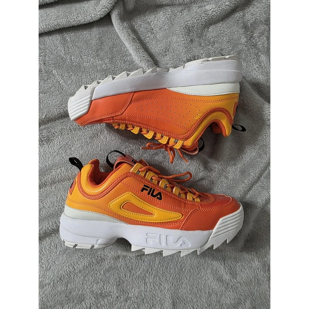 FILA Disruptor II Orange Yellow Chunky Sneakers Mens 7 3XM01777-821